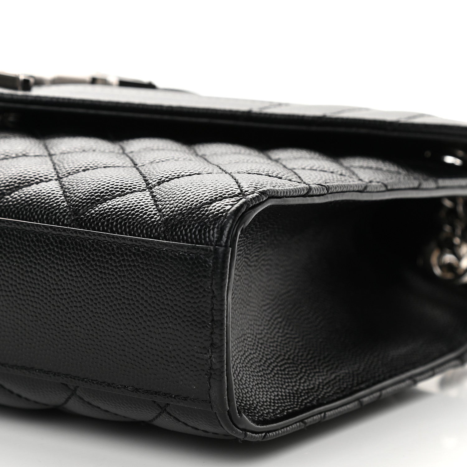 Saint Laurent Grain De Poudre Textured Mixed Matelasse Triquilt Medium Monogram Satchel Black 8 of 8