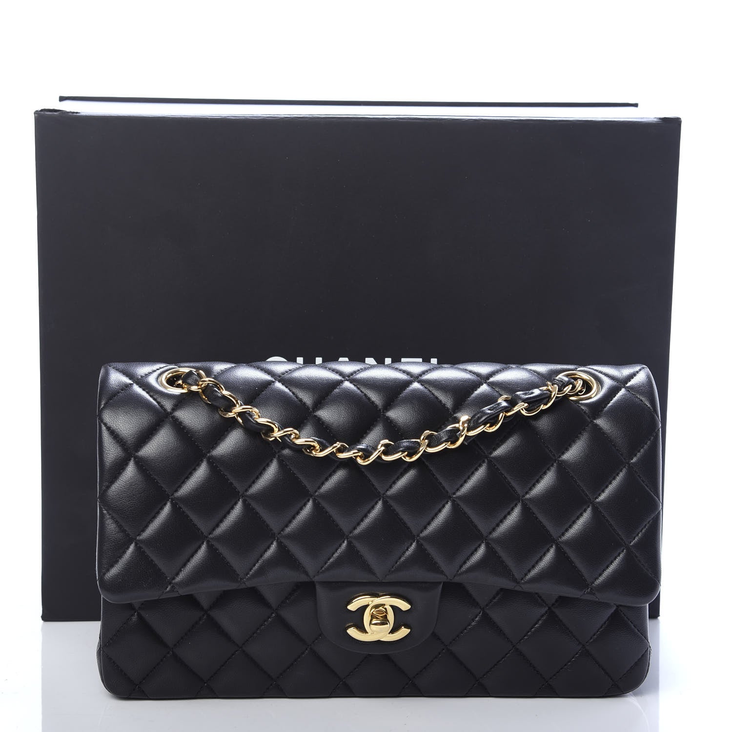 Chanel Lambskin Quilted Medium Double Flap Black 13 of 13
