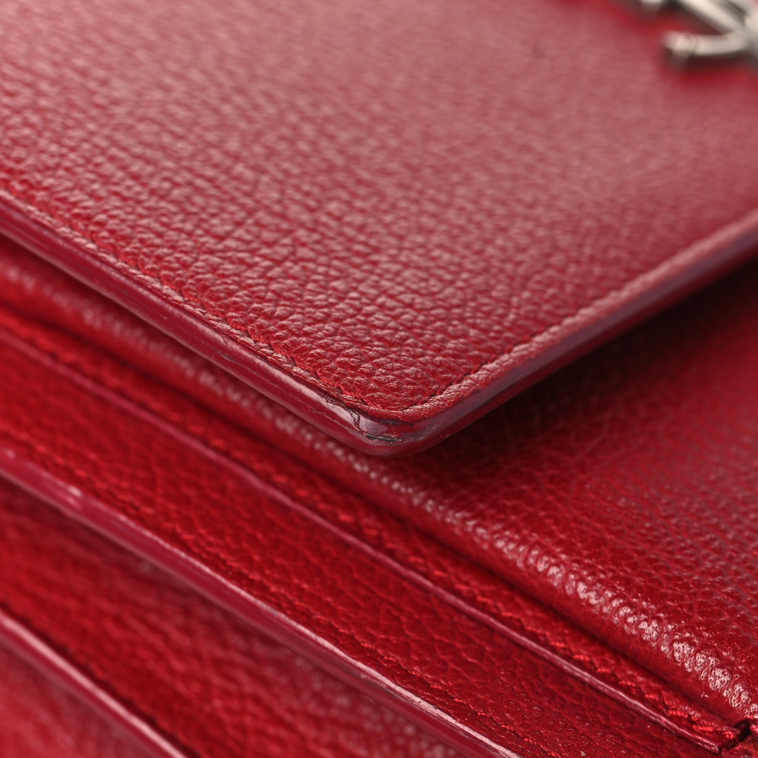 Saint Laurent Grained Calfskin Medium Monogram Sunset Satchel Red 12 of 16