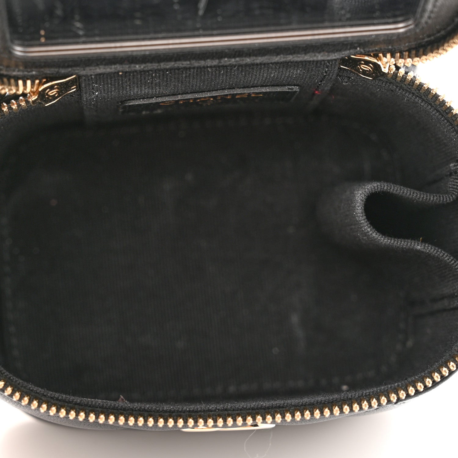 Chanel Lambskin Quilted Mini Vanity Case With Pearl Chain Black 6 of 12