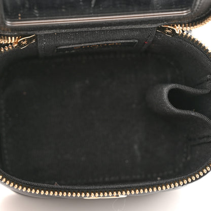 Chanel Lambskin Quilted Mini Vanity Case With Pearl Chain Black 6 of 12