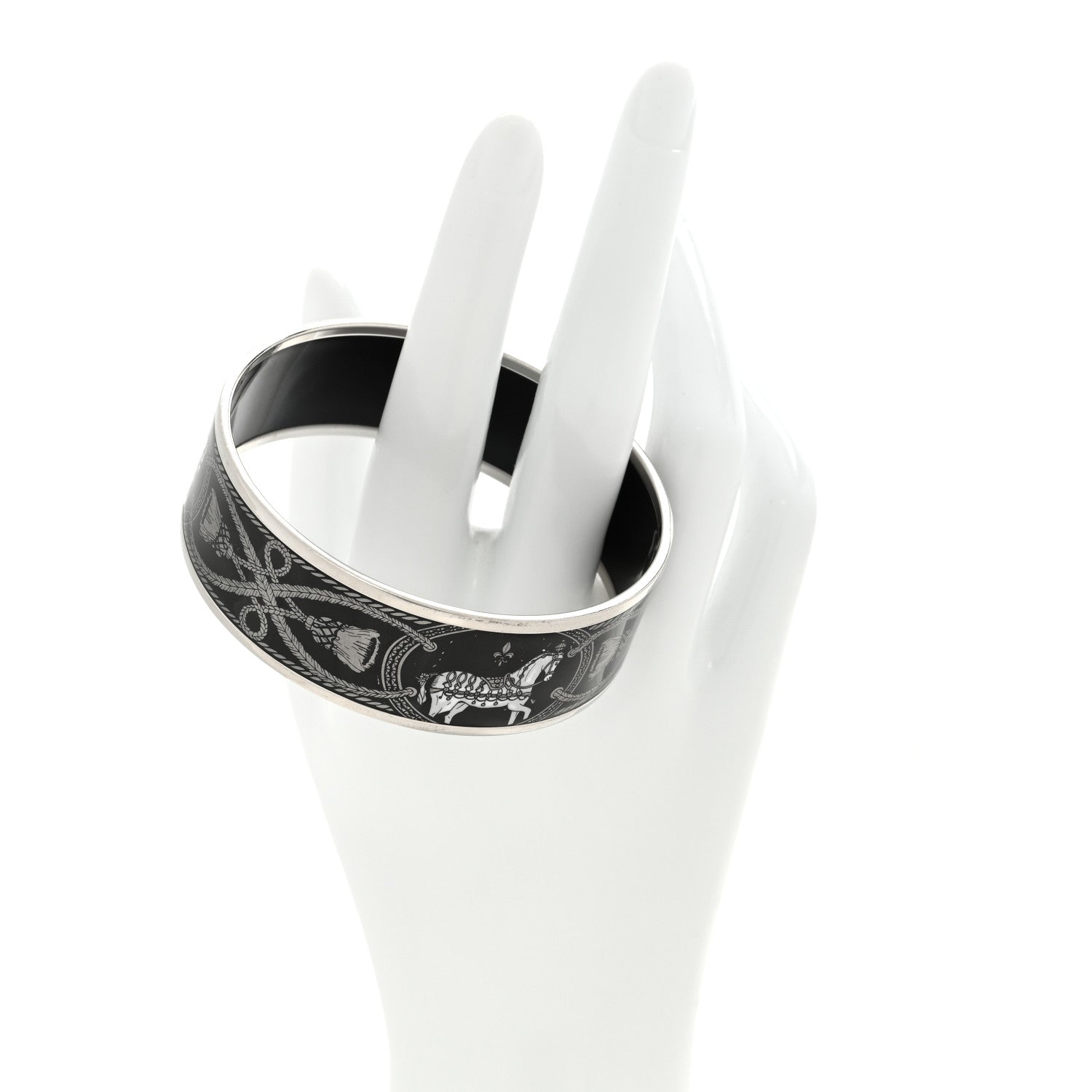 Hermes Enamel Printed Wide Grand Apparat Bracelet Black 2 of 4
