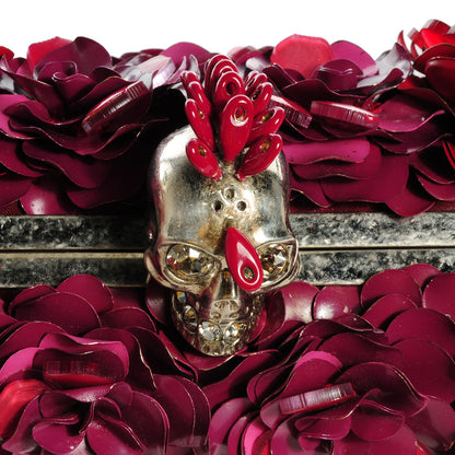 Alexander McQueen Metal Flower Box Swarovski Crystal Petal Skull Clutch 8 of 8
