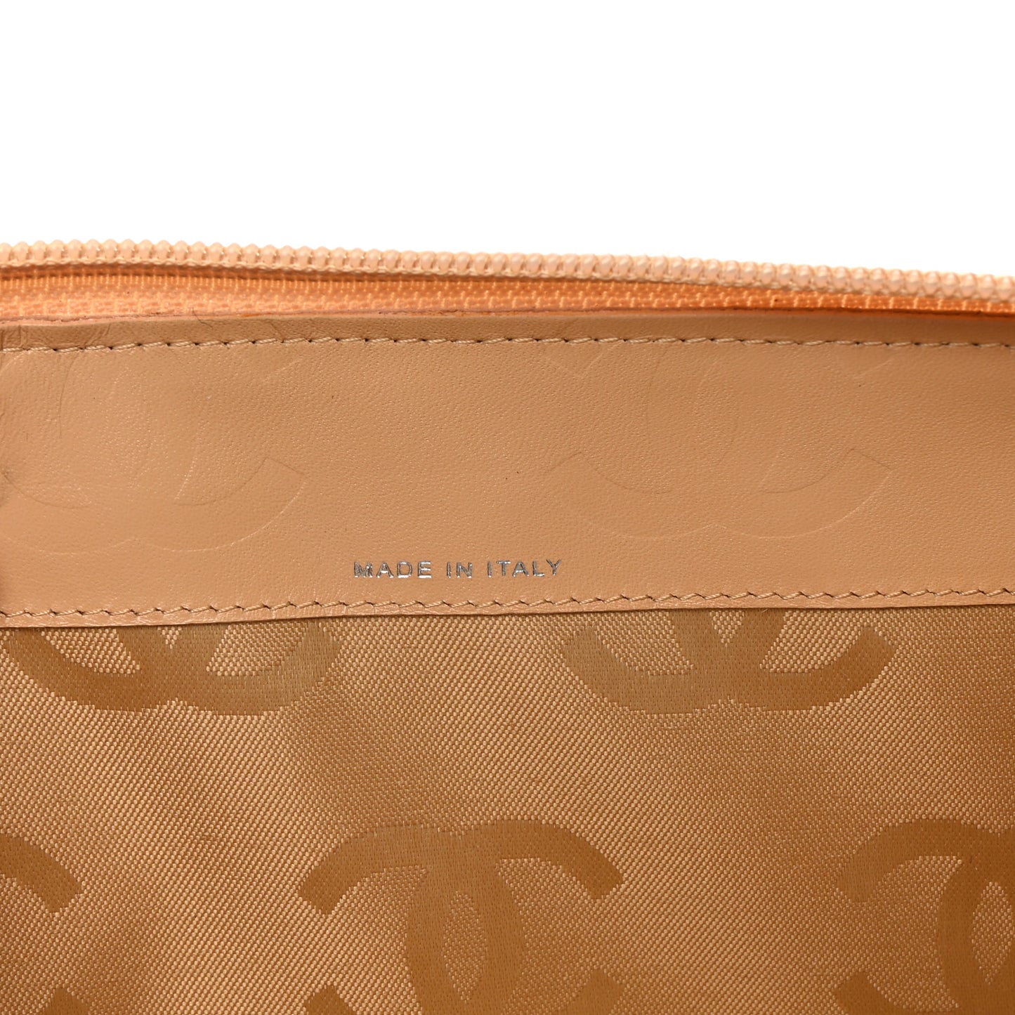 Calfskin Cambon Zip Around Organizer Wallet Beige Black