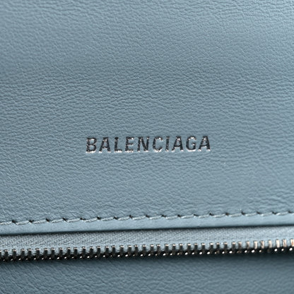 Balenciaga Shiny Calfskin Crocodile Embossed Small Hourglass Top Handle Bag Blue Grey 6 of 16