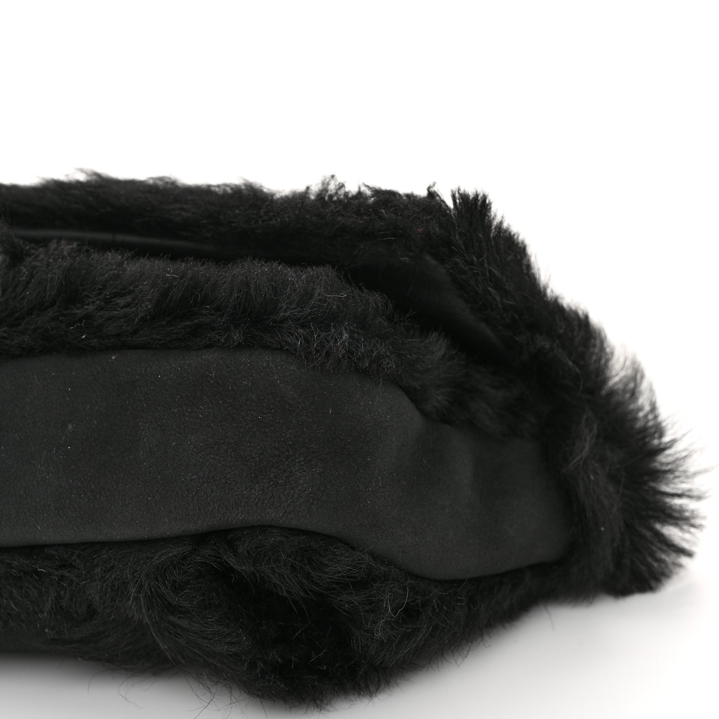 Suede Fur Quilted Flap Black
