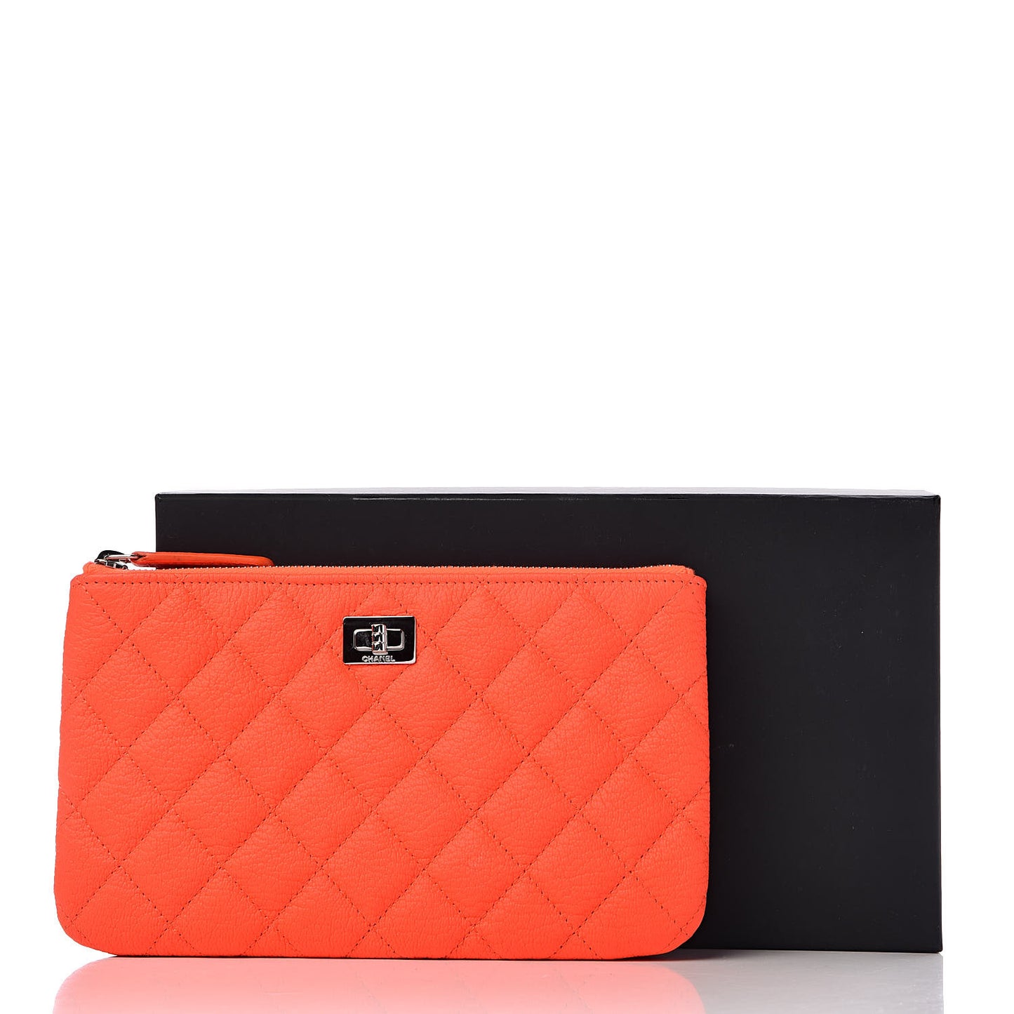 Goatskin Quilted Medium Reissue Cosmetic Case Orange