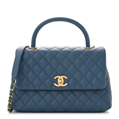 Chanel Caviar Quilted Small Coco Handle Flap Blue 1 of 13