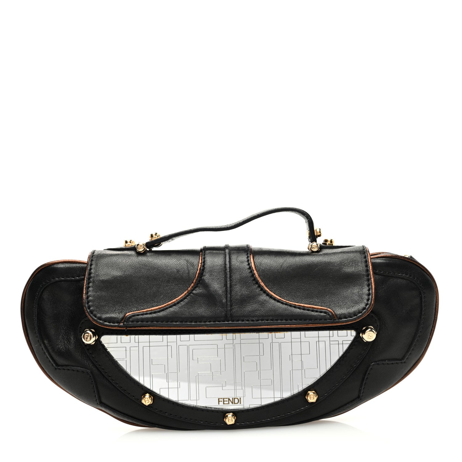 Fendi Zucca Vanity Mirror Clutch Black 1 of 10