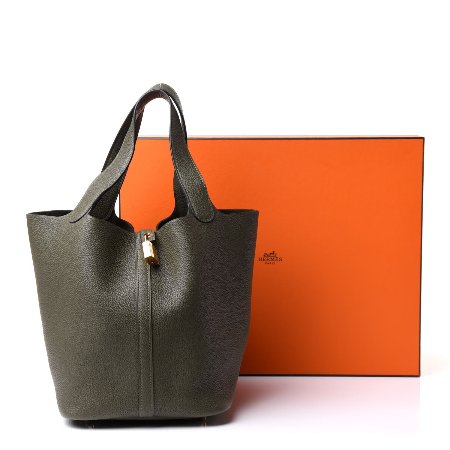 Hermes Taurillon Clemence Picotin Lock 22 MM Vert Maquis 13 of 13
