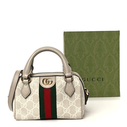 Gucci GG Supreme Monogram Textured Dollar Calfskin Web Super Mini Ophidia Top Handle Bowler Bag Beige Mystic White Oatmeal 11 of 11