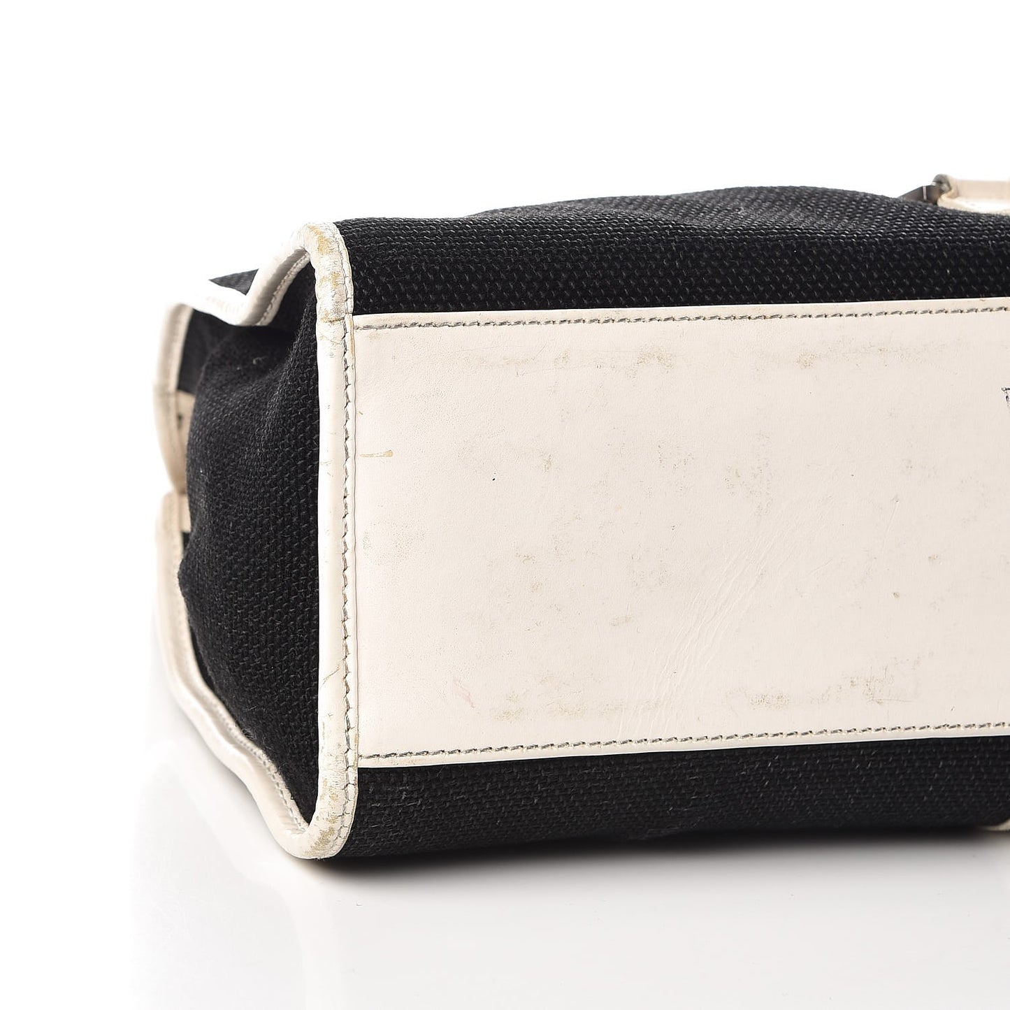 Canvas Bardot Shoulder Bag White Black