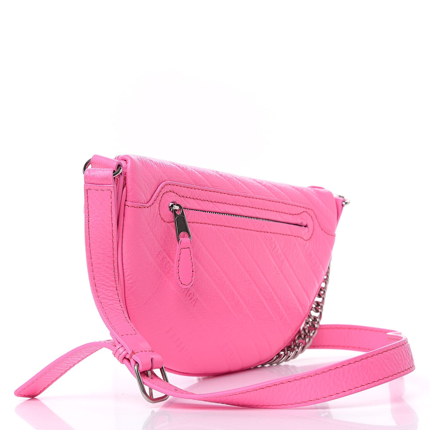 Shiny Goatskin Allover Logo Embossed XXS Souvenir Belt Bag Acid Pink