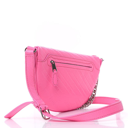 Balenciaga Shiny Goatskin Allover Logo Embossed XXS Souvenir Belt Bag Acid Pink 3 of 8