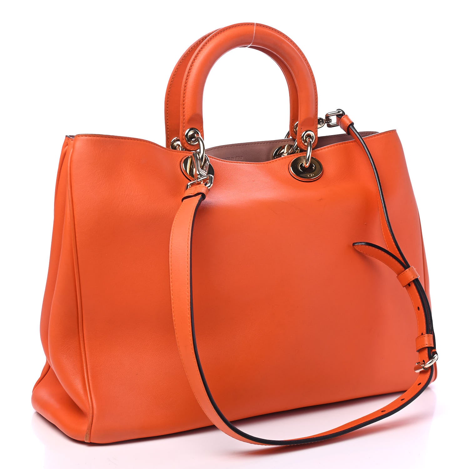 Christian Dior Smooth Calfskin Large Diorissimo Tote Orange Light Pink 2 of 12