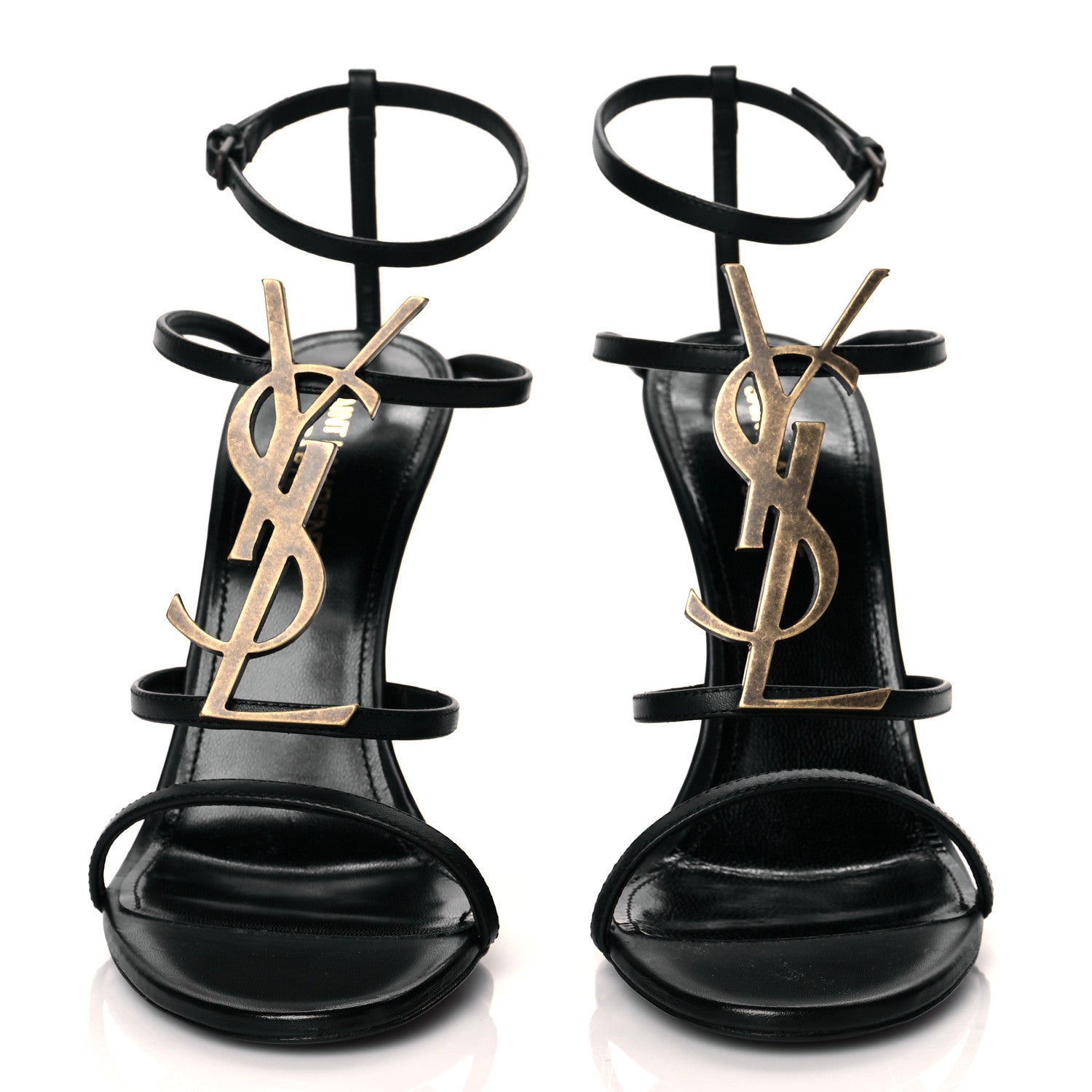 Saint Laurent Calfskin Cassandra 110 Sandals 37.5 Black 2 of 9