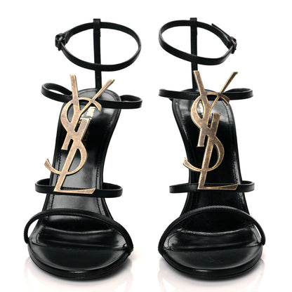 Saint Laurent Calfskin Cassandra 110 Sandals 37.5 Black 2 of 9
