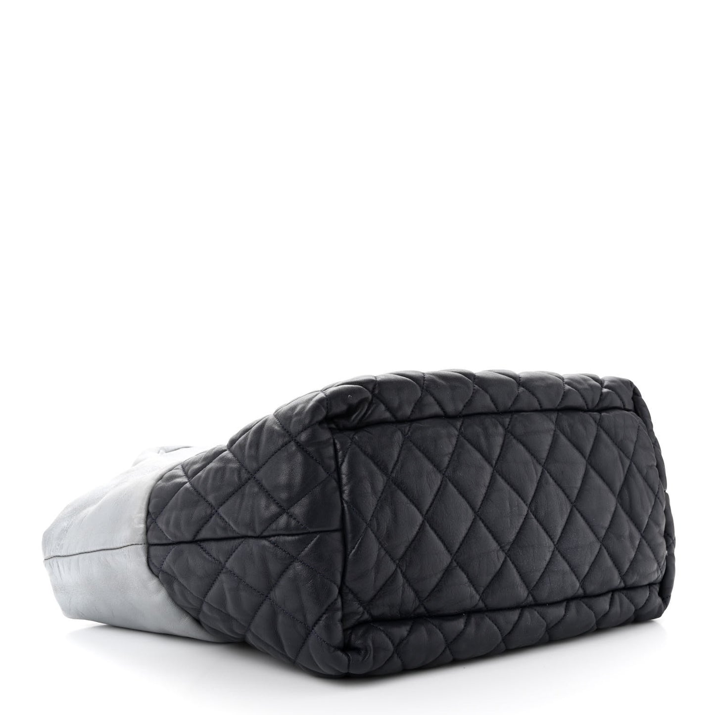 Metallic Lambskin Quilted Small Coco Cocoon Reversible Tote Light Grey