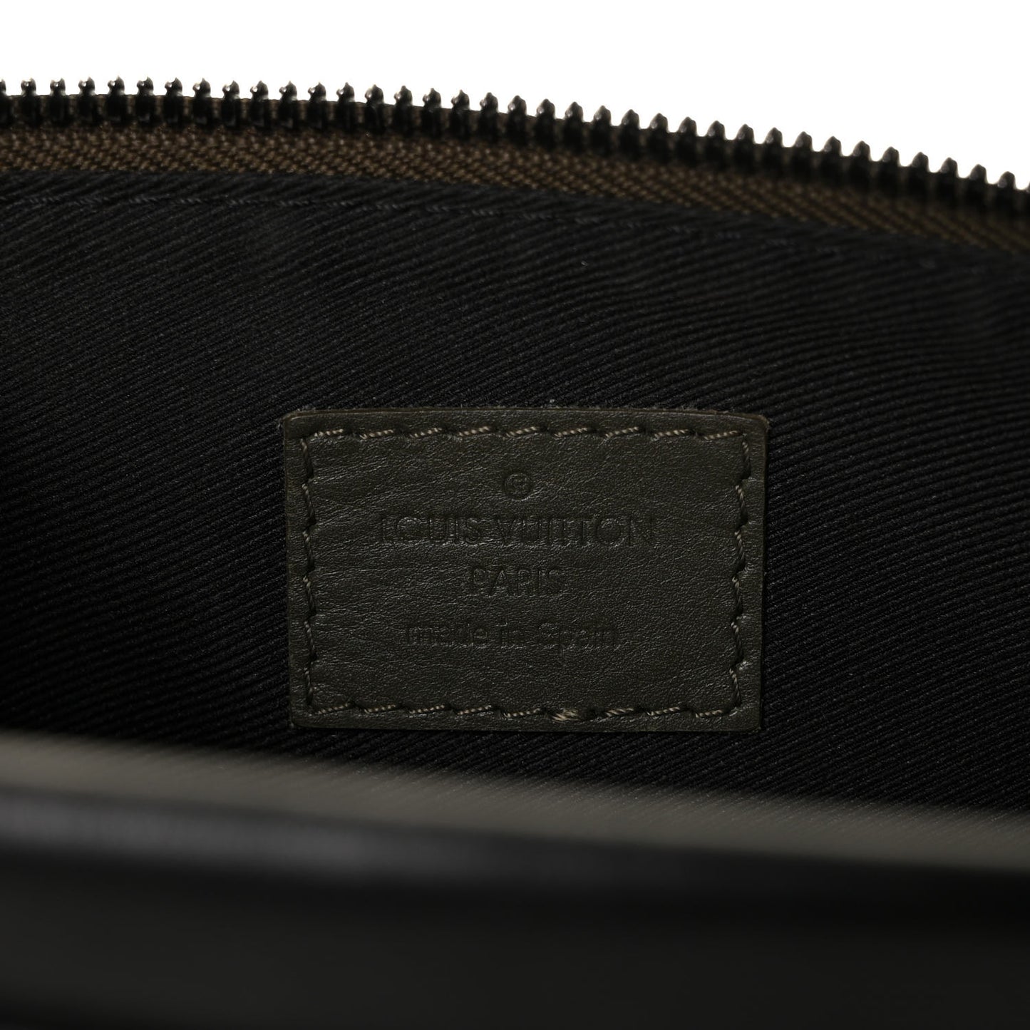 Calfskin Monogram Shadow Double Flat Messenger Black Khaki