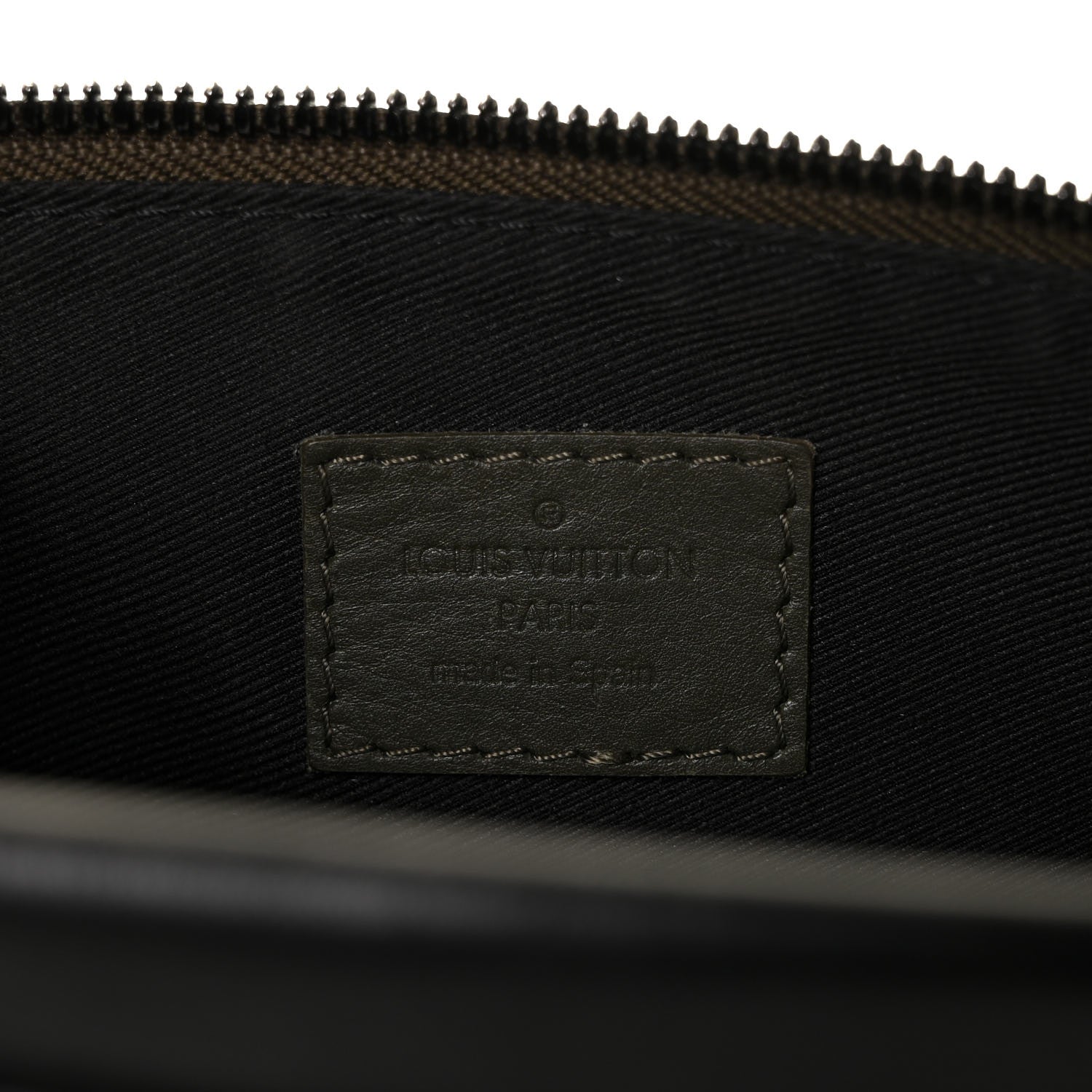 Louis Vuitton Calfskin Monogram Shadow Double Flat Messenger Black Khaki 7 of 11