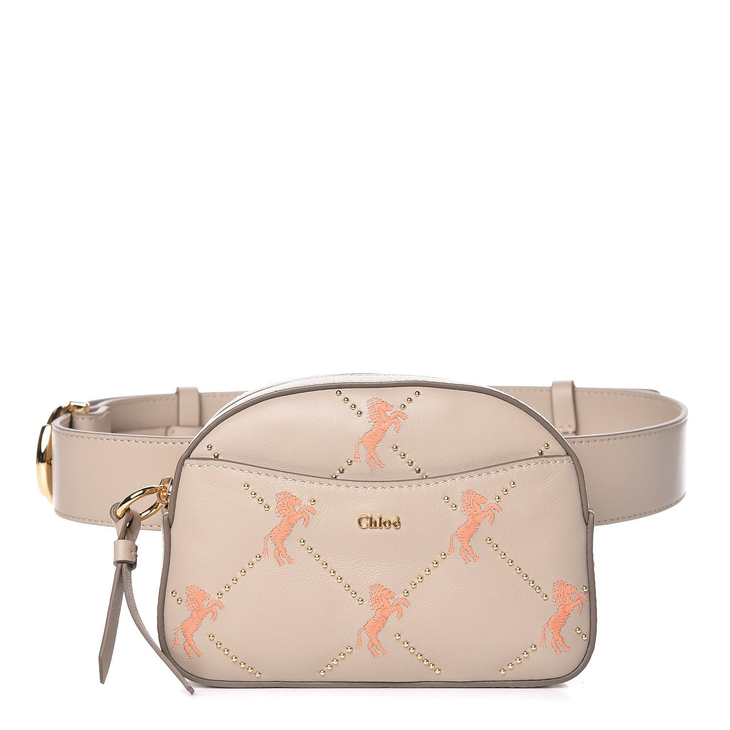 Chloe Smooth Calfskin Little Horses Embroidered Signature Belt Bag Pastel Grey 1 of 9