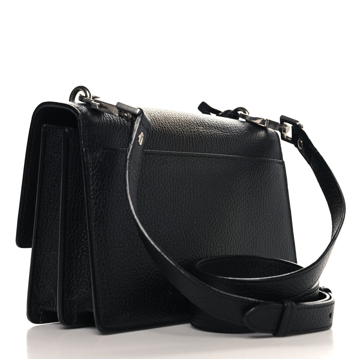 Saint Laurent Grained Calfskin Medium Monogram Sunset Satchel Black 3 of 9