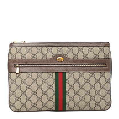 Gucci GG Supreme Monogram Large Ophidia Pouch Clutch Brown 1 of 7