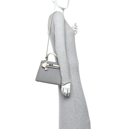Hermes Epsom Bi-Color Horseshoe Kelly Sellier 25 Gris Mouette Craie 2 of 10
