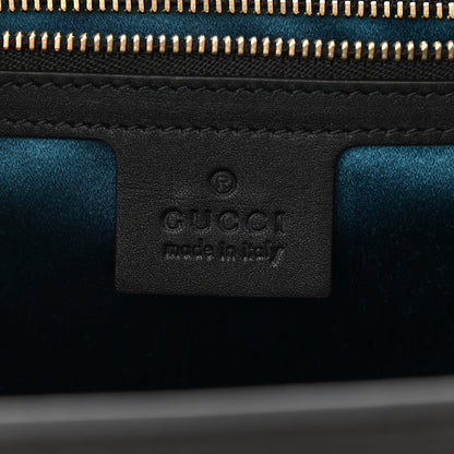 Gucci Suede Patent Web Dragon Embroidered Medium Ophidia Chain Shoulder Bag Blue Black 6 of 10