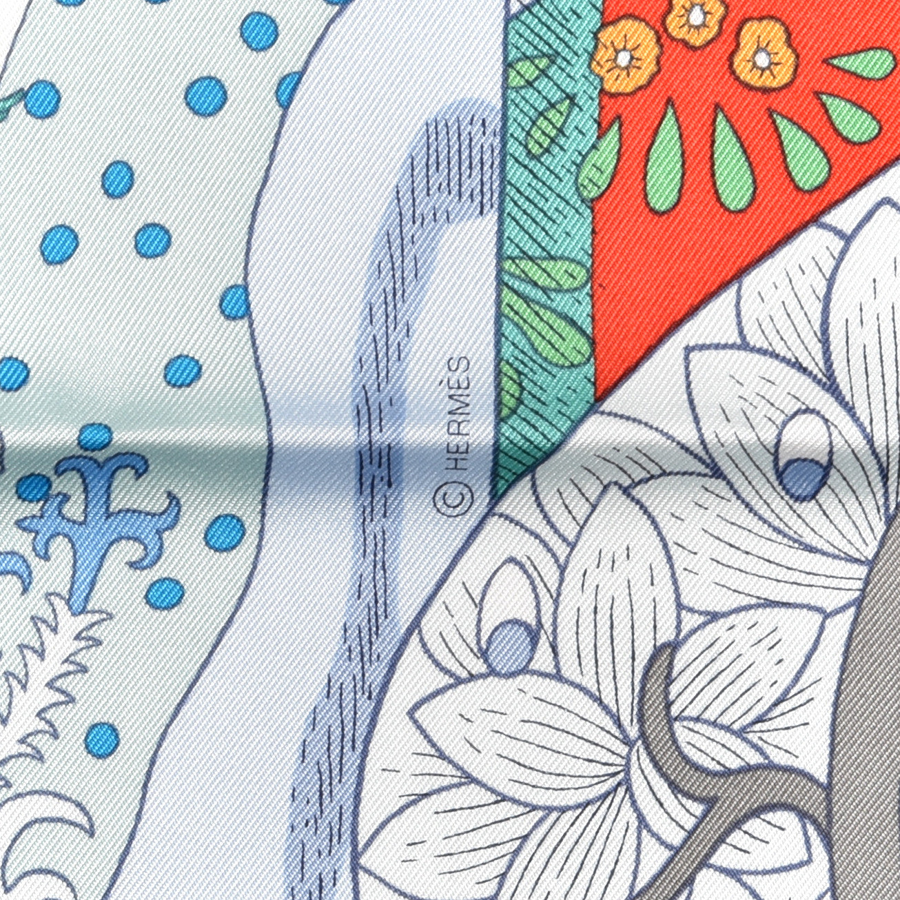 Hermes Silk Twill Le Premier Chant Scarf 90 Aqua Vert Grenadine 4 of 5