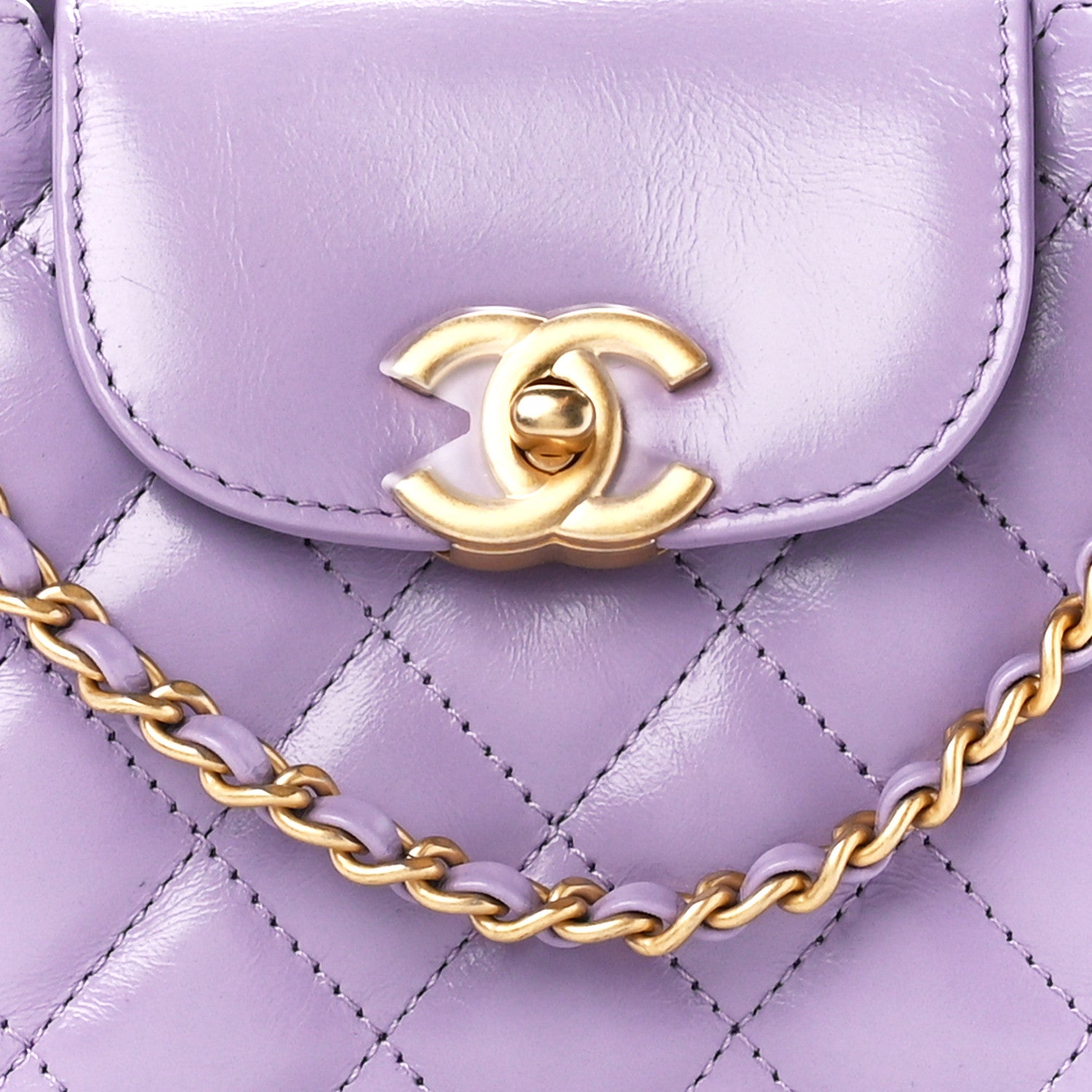 Chanel Shiny Aged Calfskin Quilted Nano Kelly Shopper Lilac 8 of 11