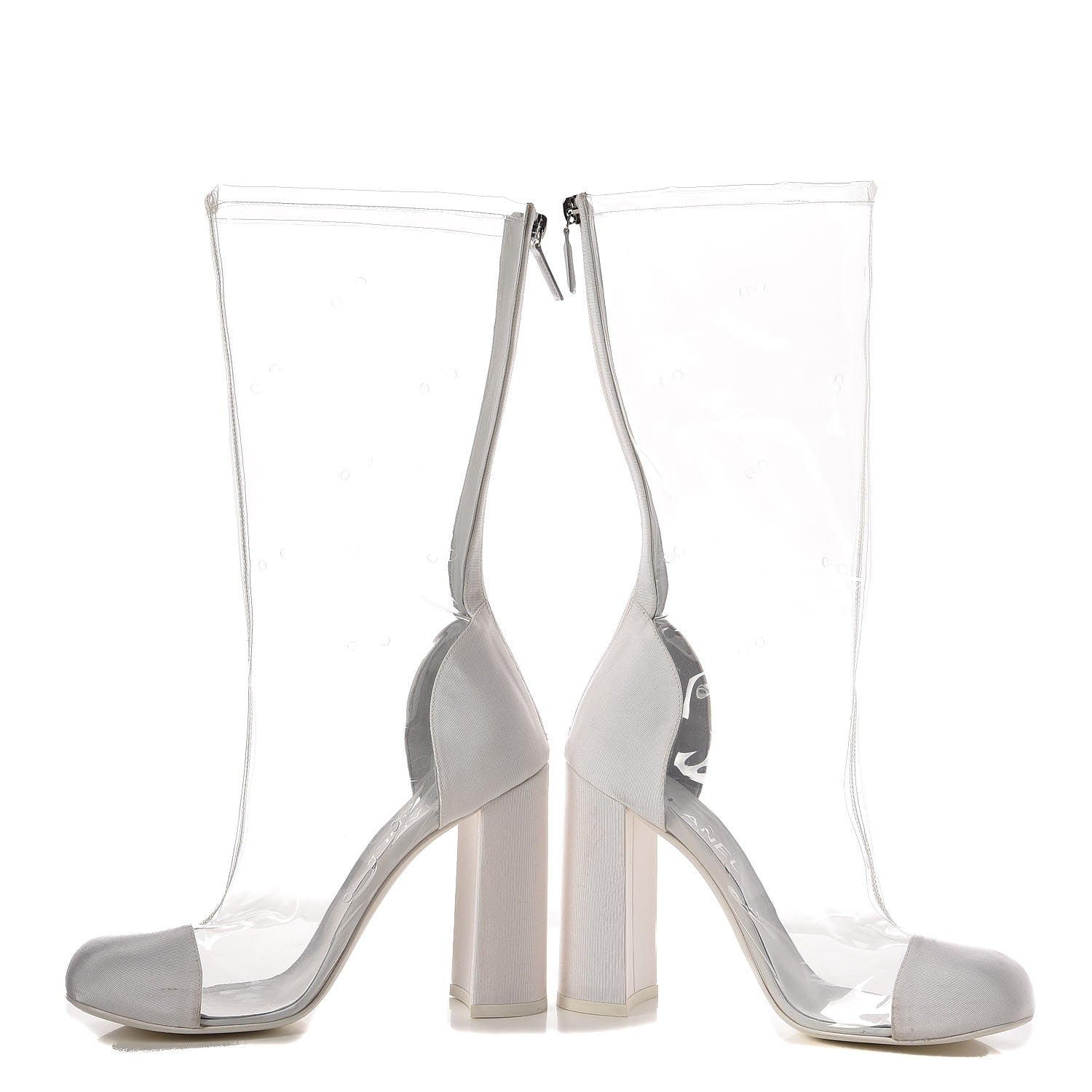 Chanel PVC Grosgrain High Boots 39 Transparent White 5 of 11