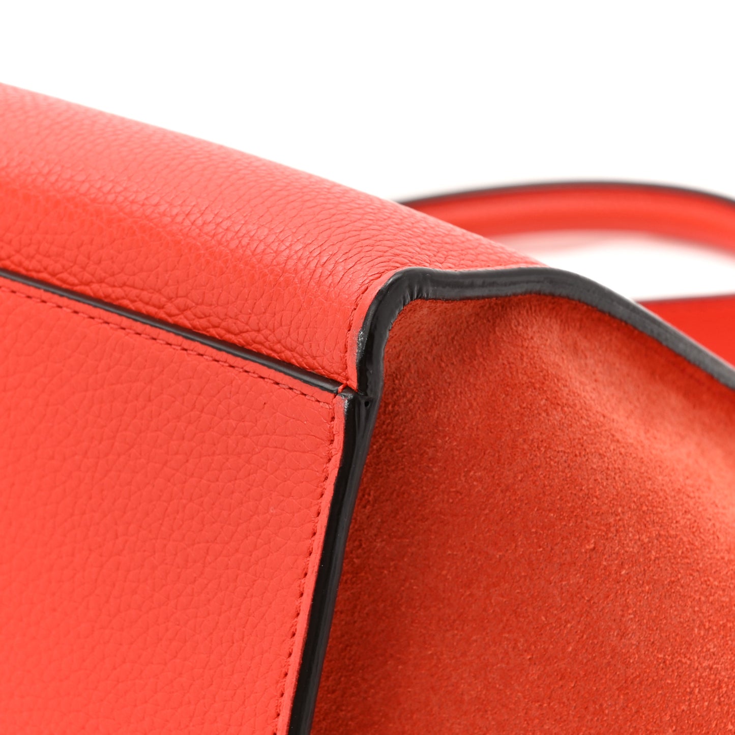 Drummed Calfskin Suede Medium Trapeze Vermillion