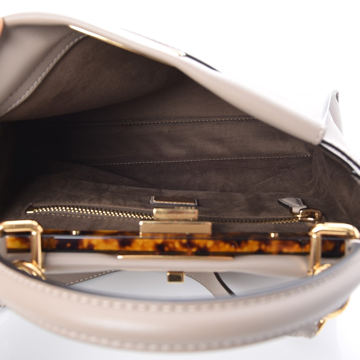 Vitello Seta Plexiglass Tortoise Medium Peekaboo Iconic Satchel Tortora
