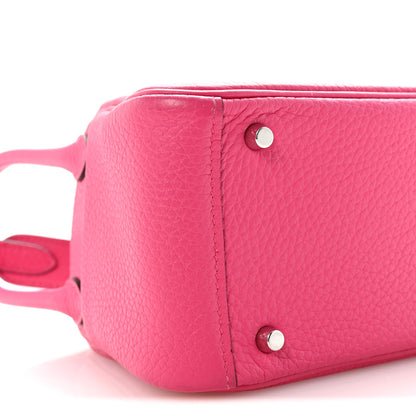 Hermes Taurillon Clemence Mini Lindy 20 Rose Extreme 8 of 10