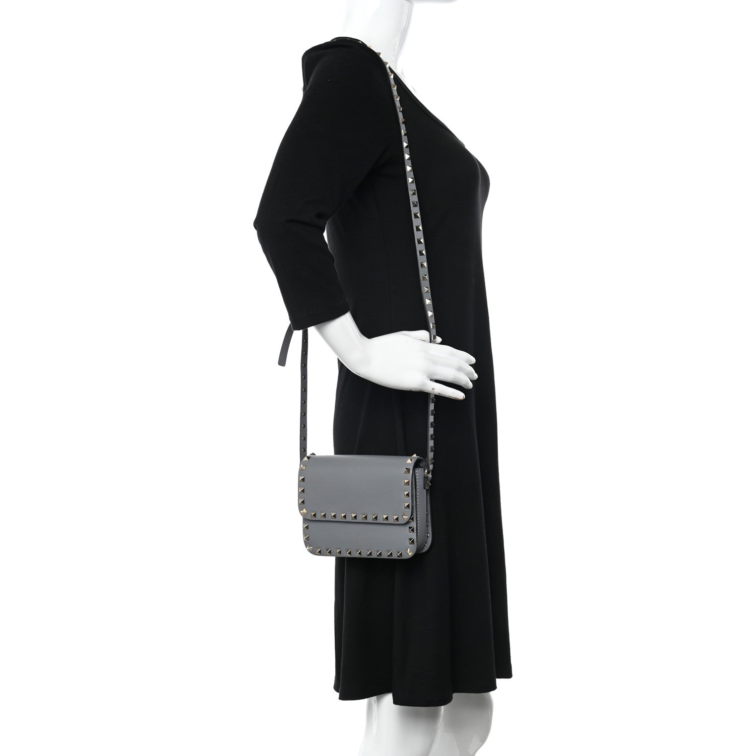 Valentino Garavani Vitello Rockstud Flap Crossbody Bag Stone 2 of 11