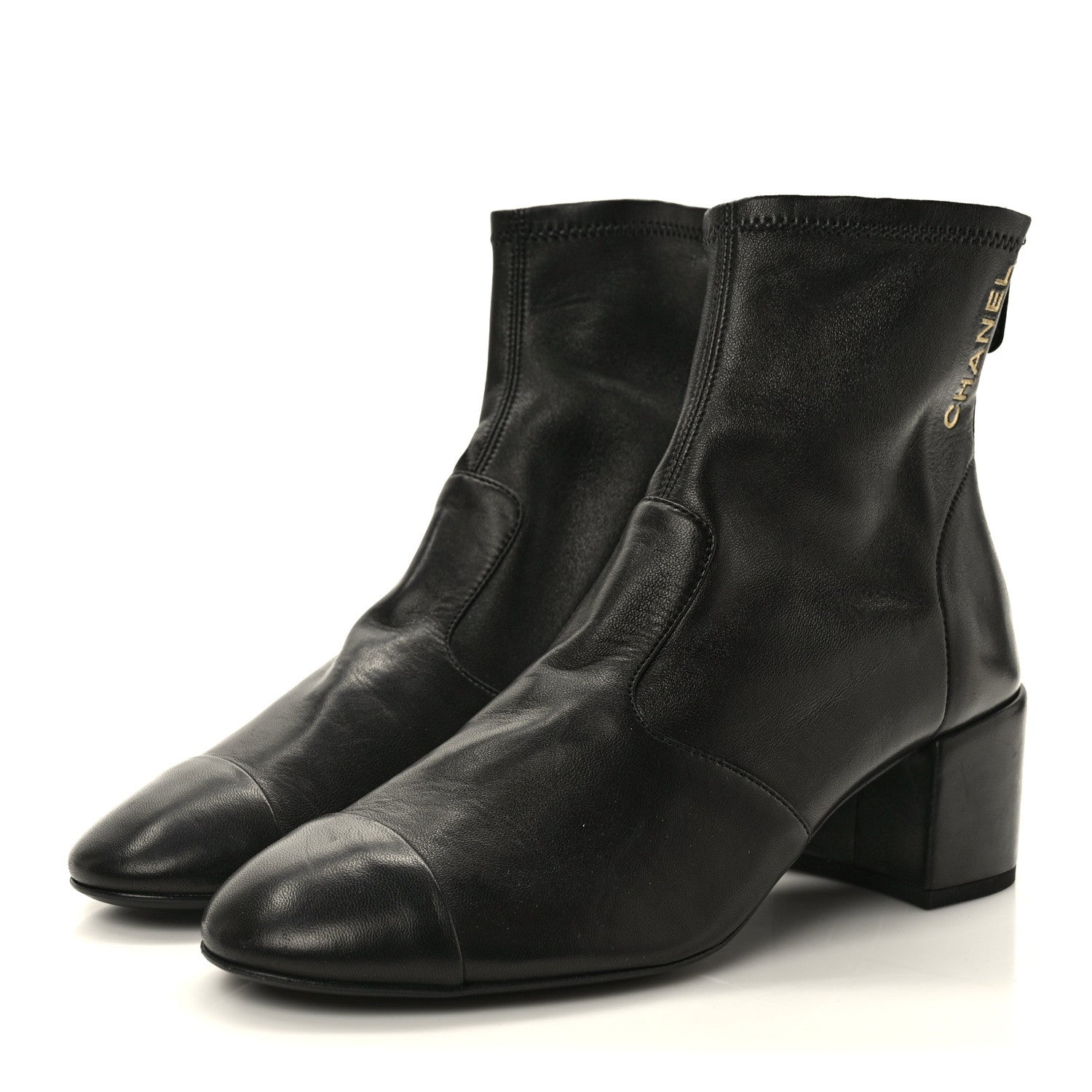 Chanel Lambskin Logo Ankle Boots 39.5 Black 3 of 8