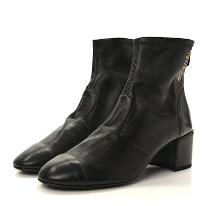 Chanel Lambskin Logo Ankle Boots 39.5 Black 3 of 8