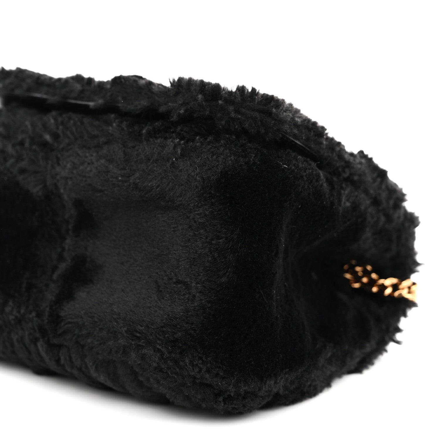 Versace Faux Fur Quilted Virtus Shoulder Bag Black 8 of 8