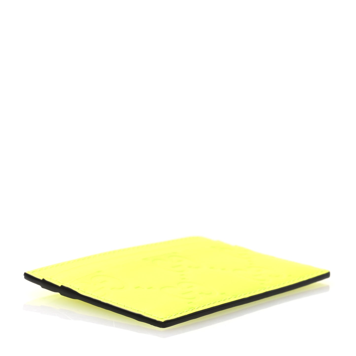 Rubber Effect GG Embossed Card Holder Fluorescent Yellow