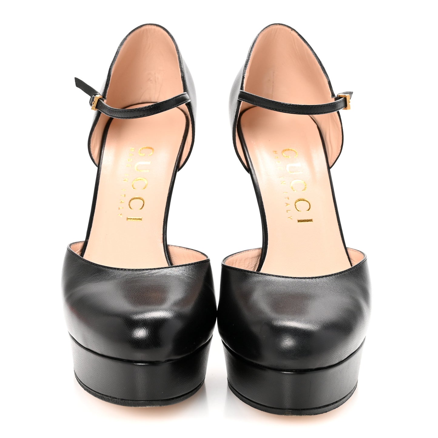 Malaga Kid Interlocking G Ankle Strap Platform Pumps 39 Black
