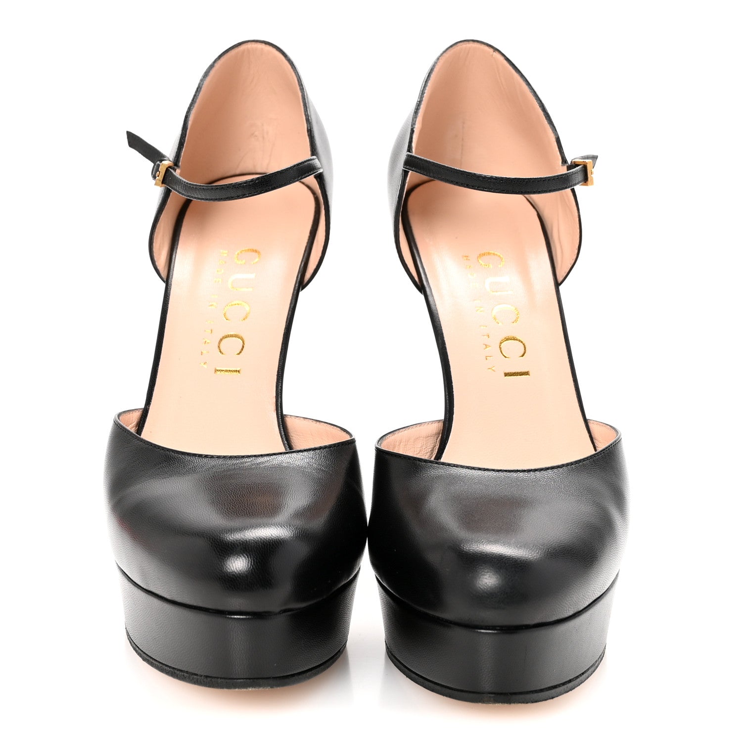 Gucci Malaga Kid Interlocking G Ankle Strap Platform Pumps 39 Black 3 of 10