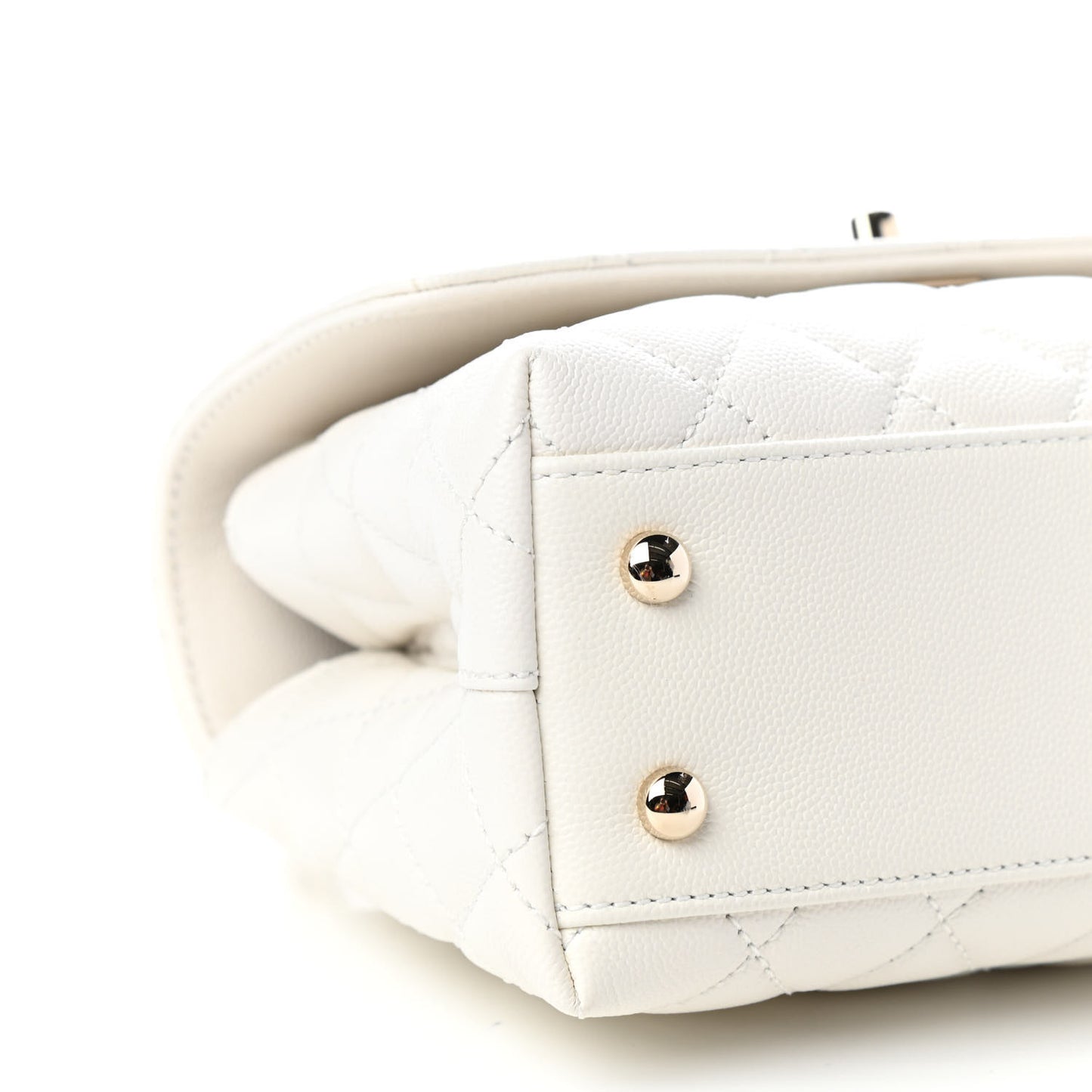 Caviar Quilted Mini Coco Handle Flap White