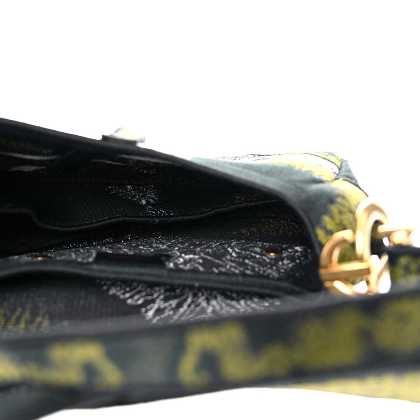Canvas Embroidered Tie Dye Saddle Bag Green Multicolor