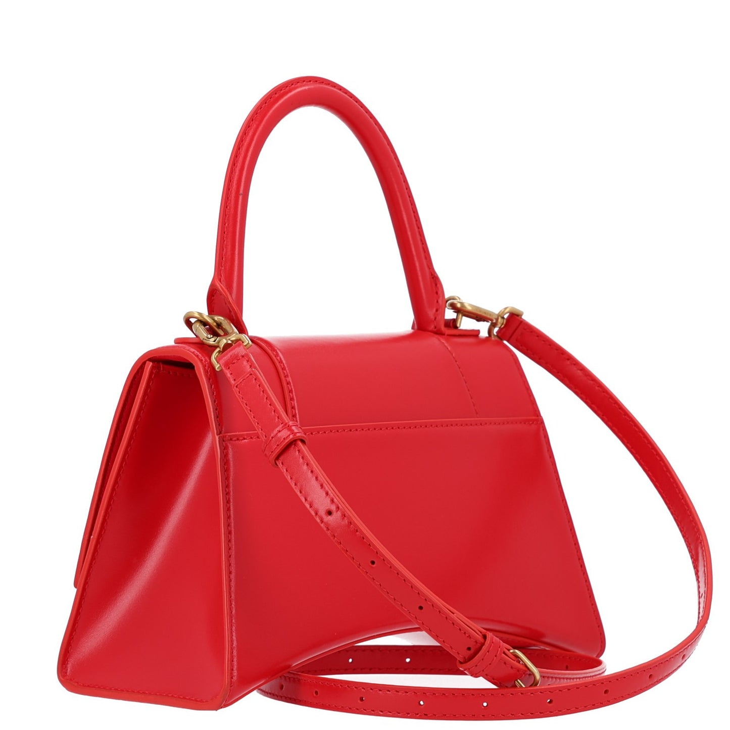 Shiny Box Calfskin Small Hourglass Top Handle Bag Bright Red