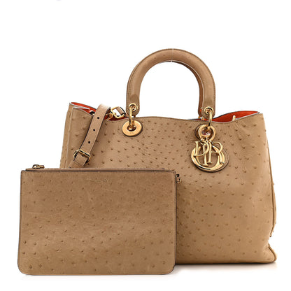 Christian Dior Ostrich Large Diorissimo Tote Beige 1 of 15