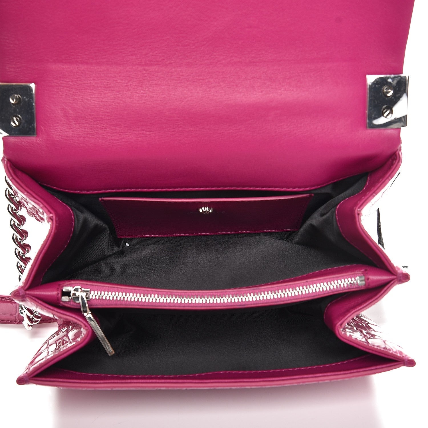 Versace Croc Stamped Patent Palazzo Sultan Shoulder Bag Praire Pink 5 of 6
