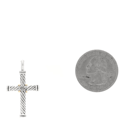 David Yurman Sterling Silver 18K Yellow Gold X Cross Pendant 2 of 3