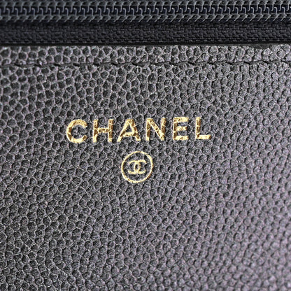 Chanel Iridescent Caviar Quilted Wallet on Chain WOC Dark Blue 6 of 11