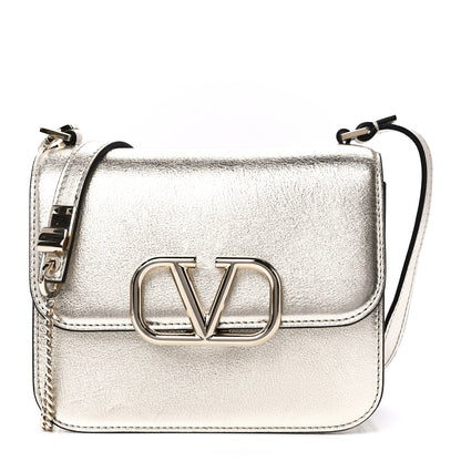 Valentino Garavani Metallic Calfskin Small VSling Shoulder Bag Silver 1 of 12